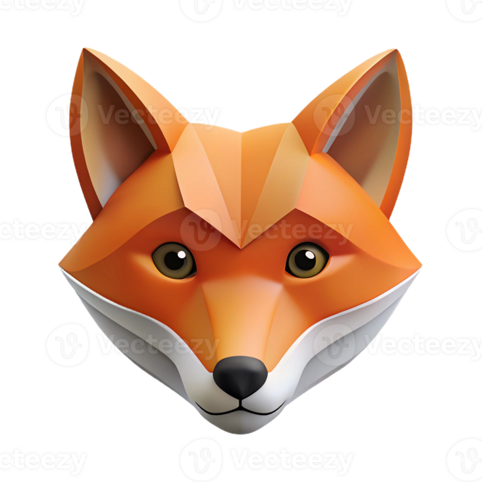 stunning industrial Minimal geometric fox face. Clean lines, flat color, crisp edges with Scalable Design. crisp png
