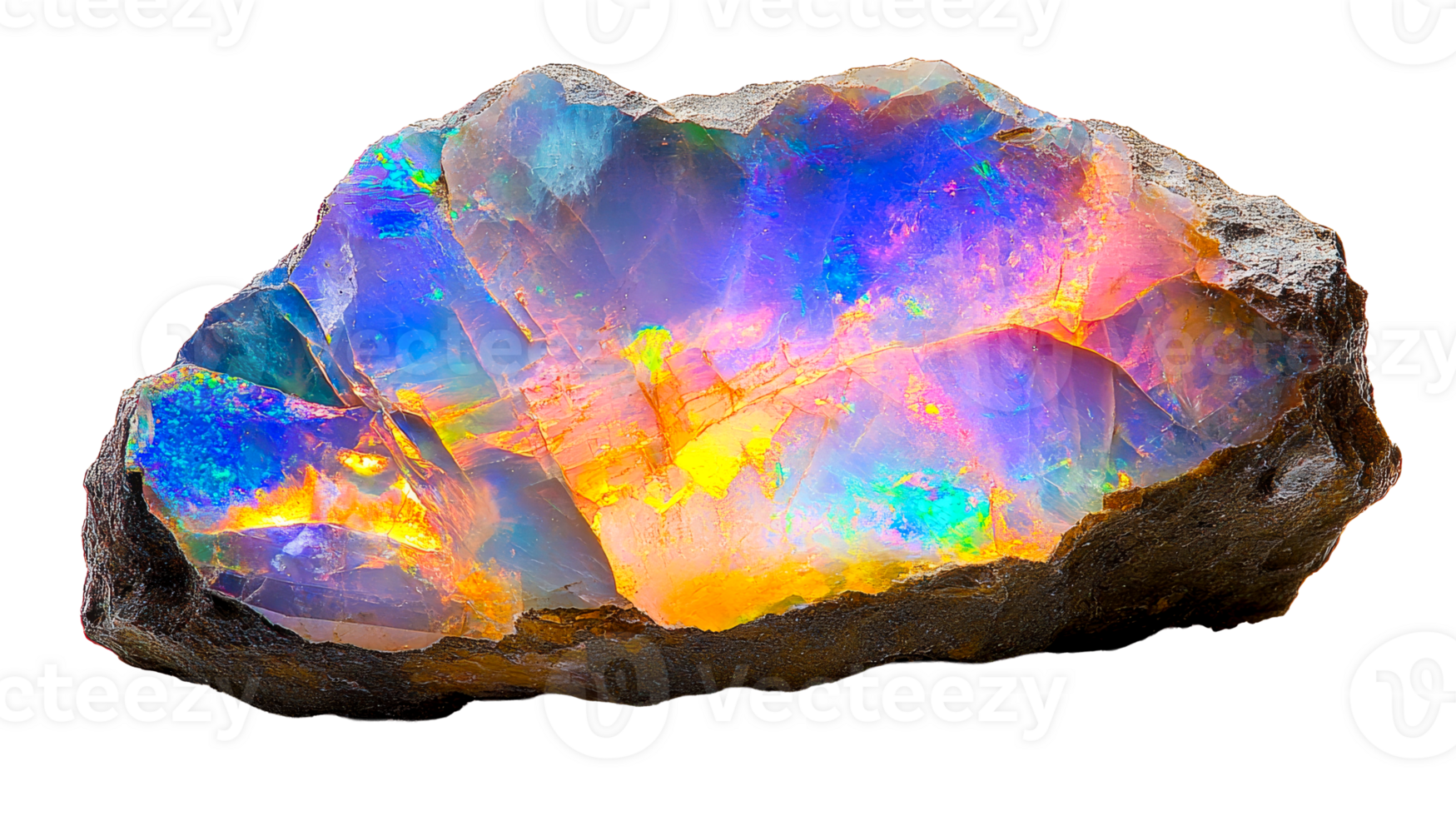 Vivid opal rock with bright fractures png
