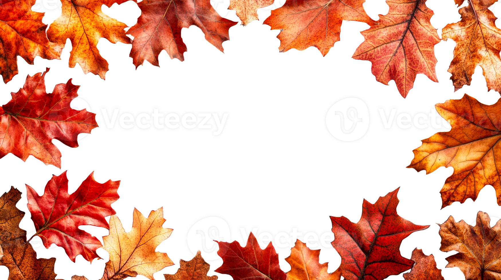 Colorful autumn leaves on clear bg png