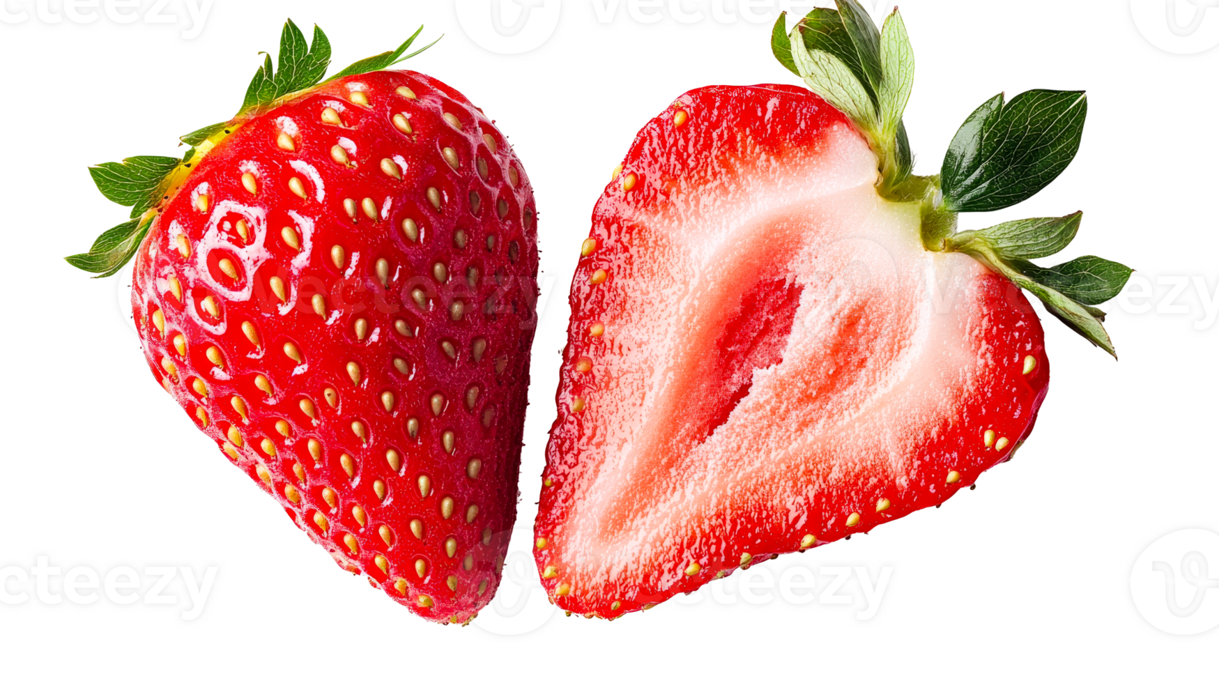 Strawberry halves on clear background png