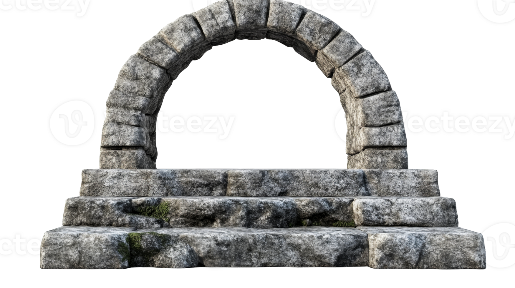 Stone archway with steps and moss details png
