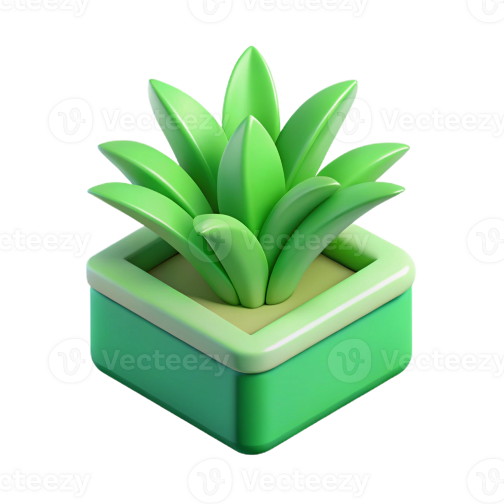 memorable creative Flat color isometric plant, crisp edges, green with Scalable Design. ultra HD png