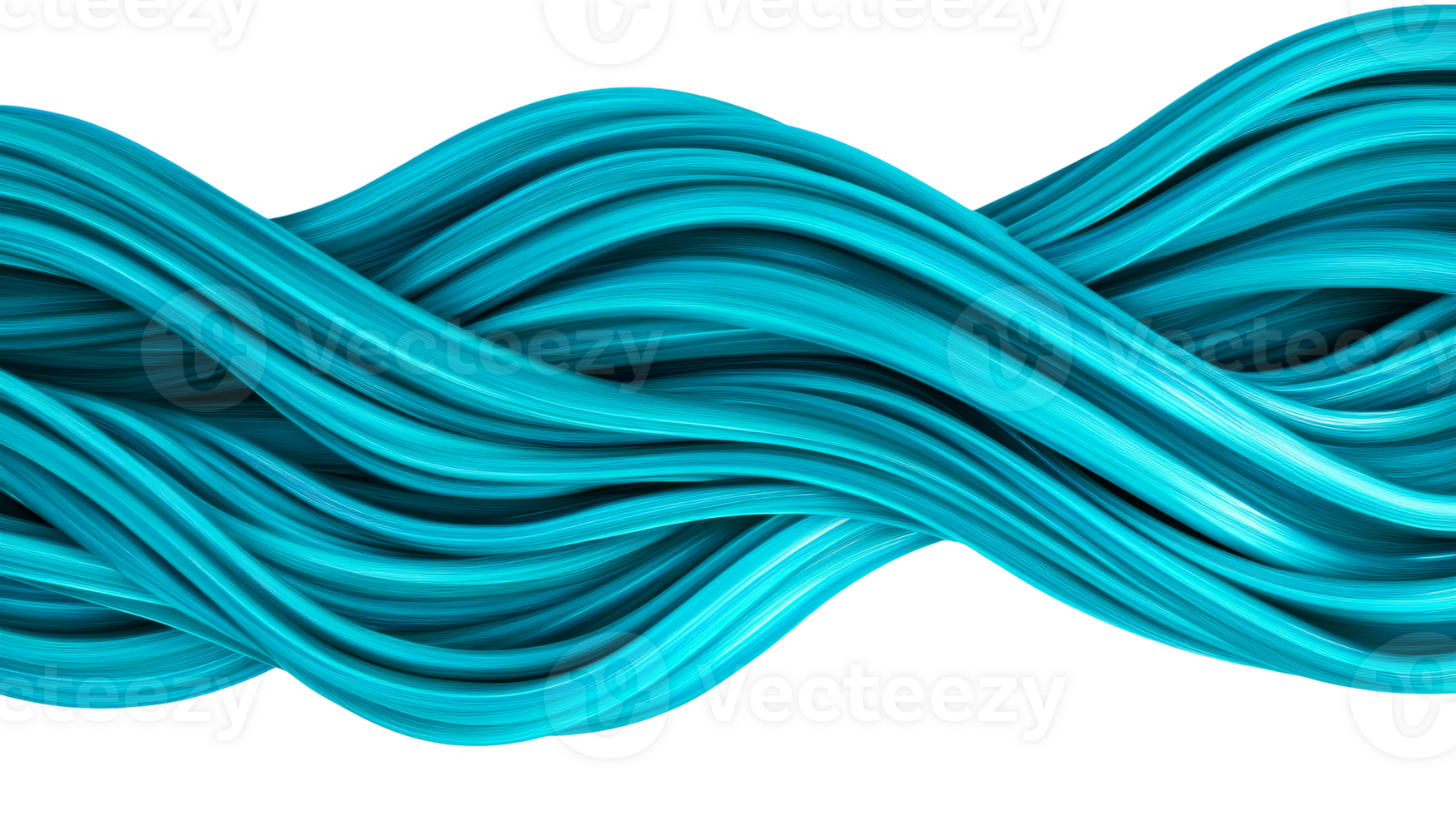 Curved turquoise waves with transparent background png