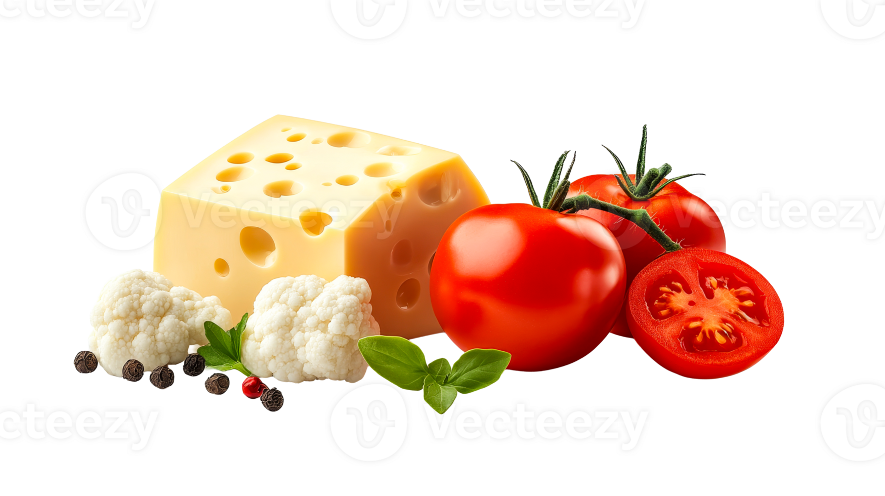 Veggies cheese on transparent bg png