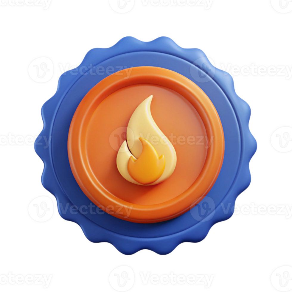 serene quintessential Circular badge with a simple flame icon. Symmetrical, scalable, clean lines with Scalable Design. png