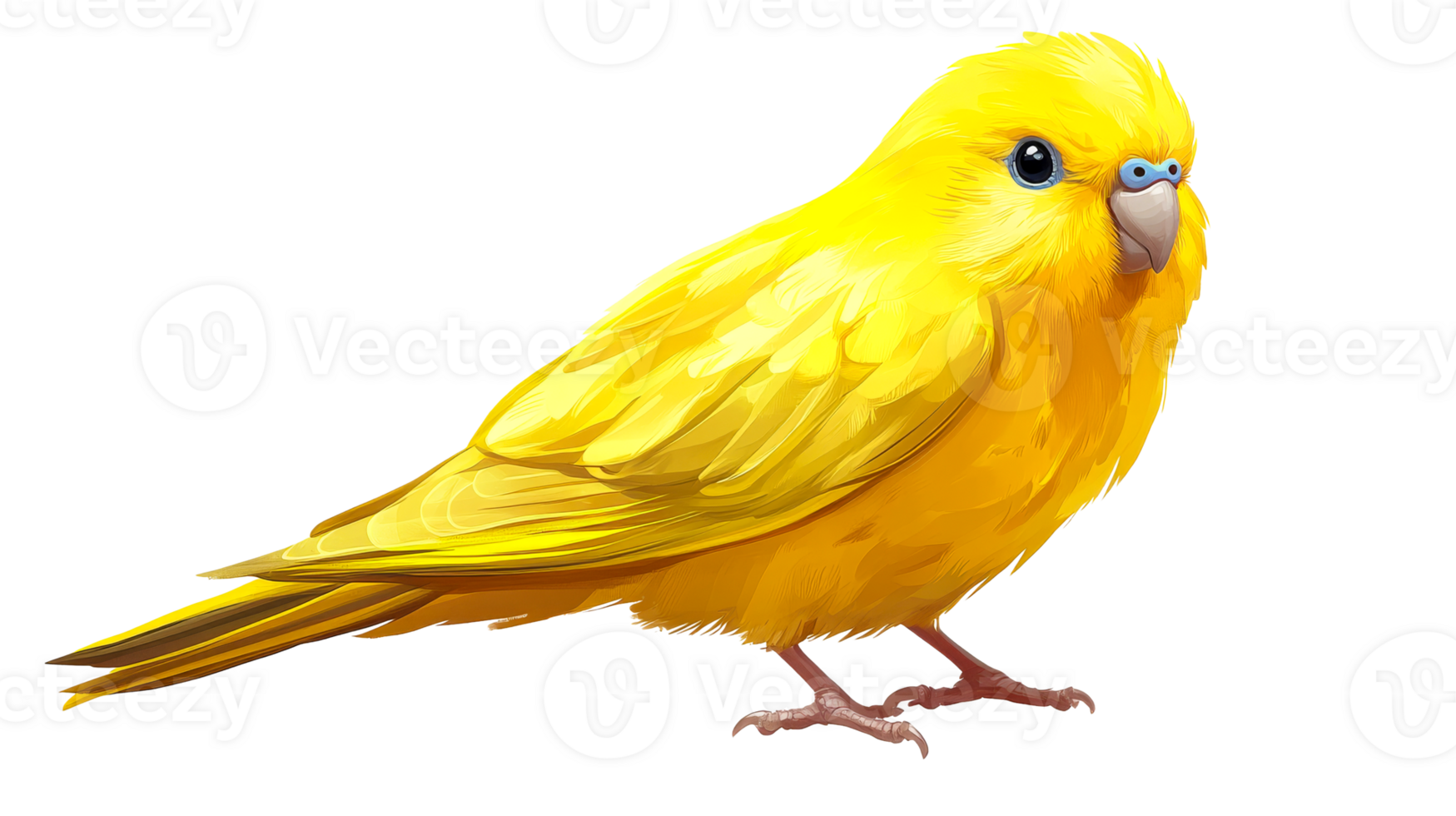 Vibrant yellow bird standing on a surface png
