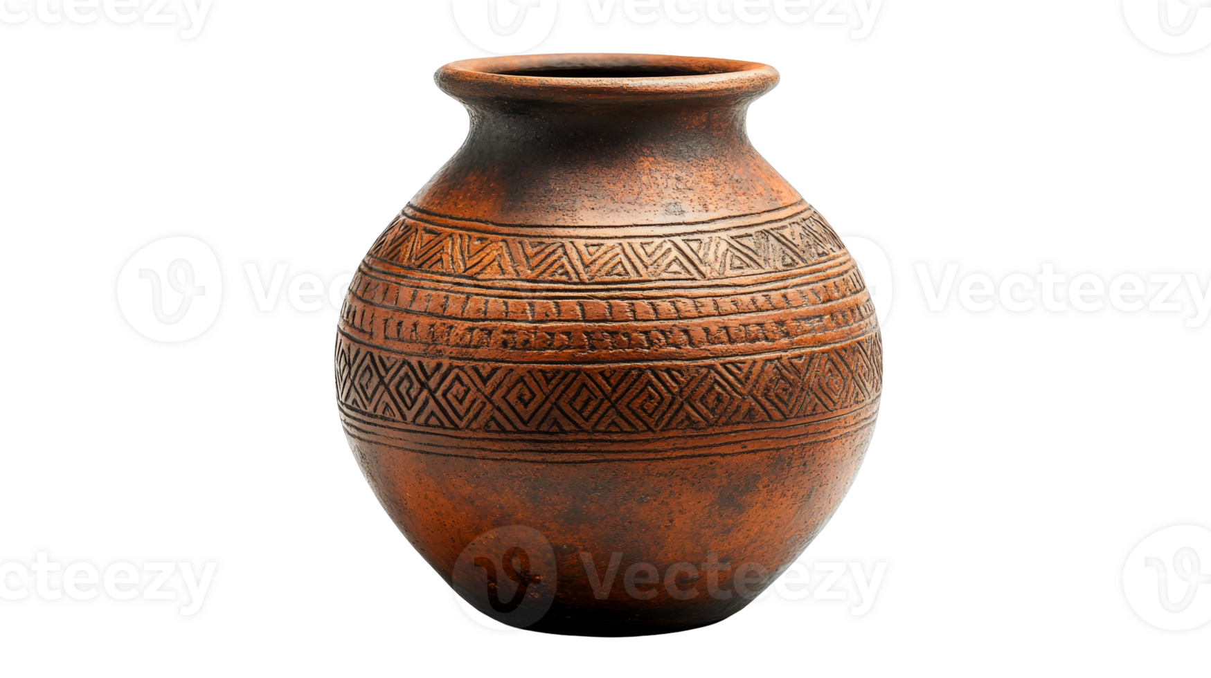 Artisan clay pot with intricate designs png