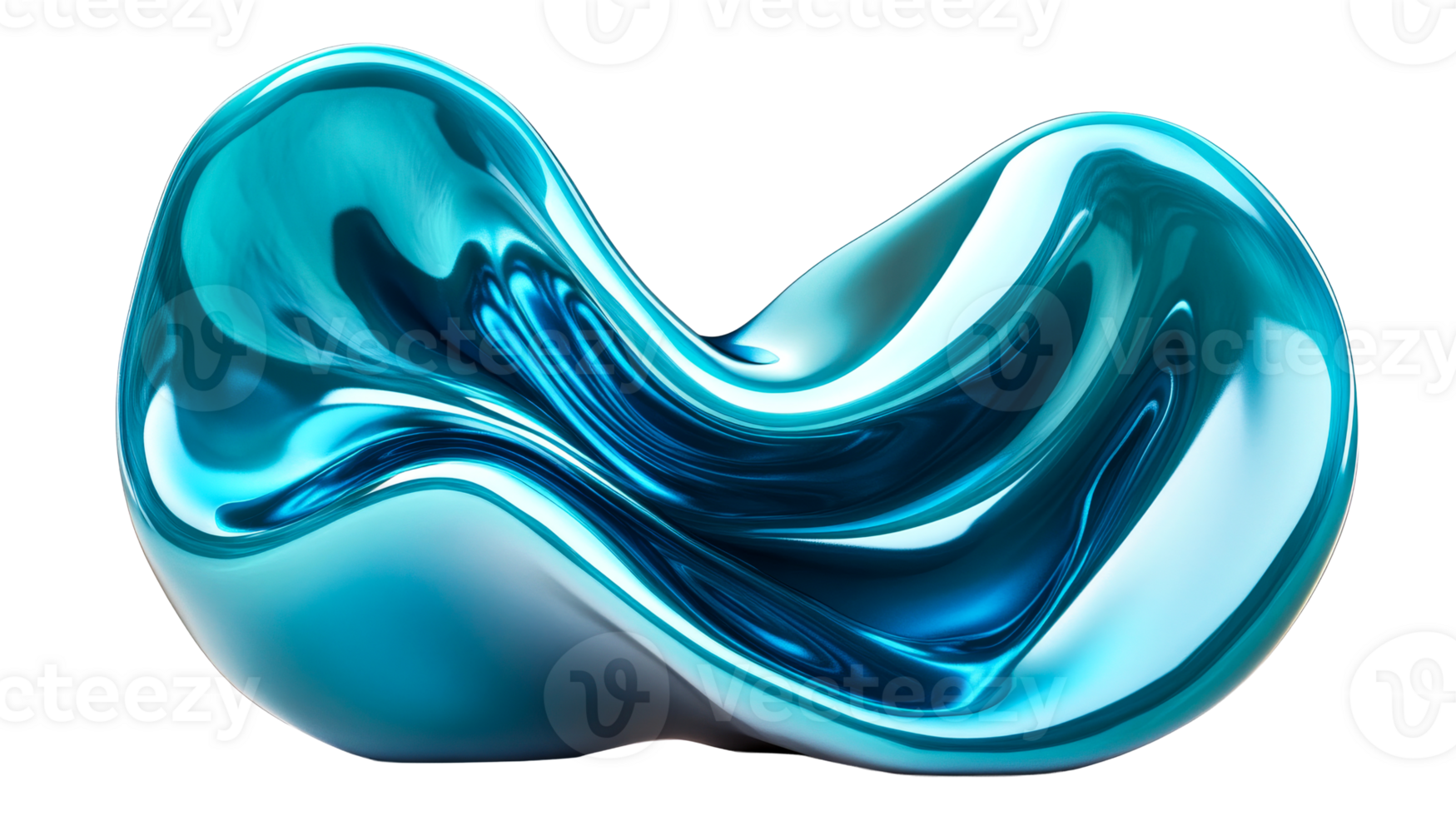 Blue abstract sculpture on clear backdrop png