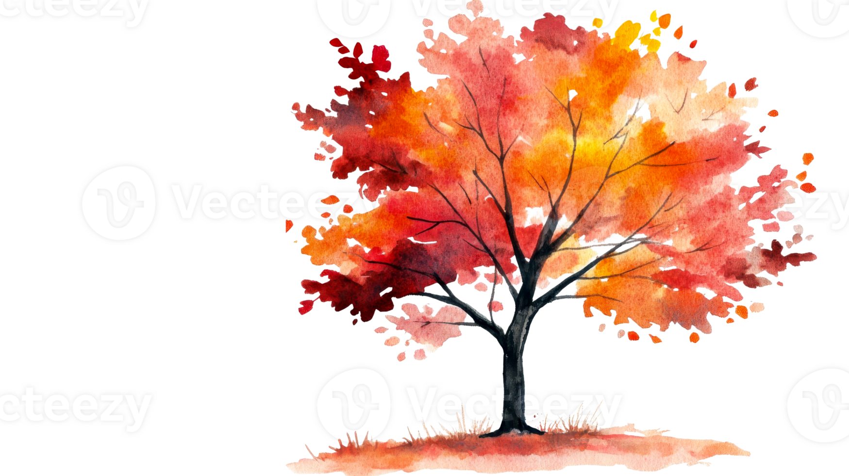 Vibrant autumn tree with colorful leaves png