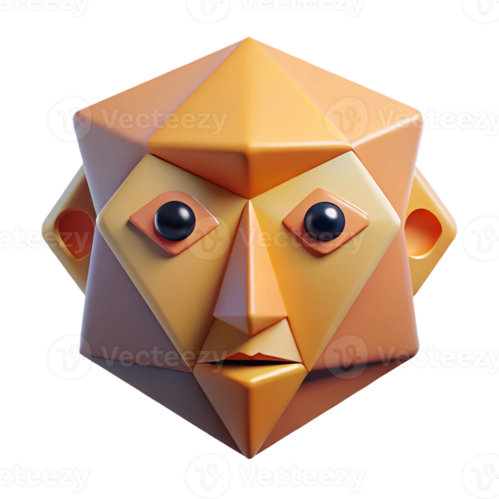 rare baroque Geometric shapes forming an abstract face. Crisp edges, minimal design with Scalable Design. expertly shot png