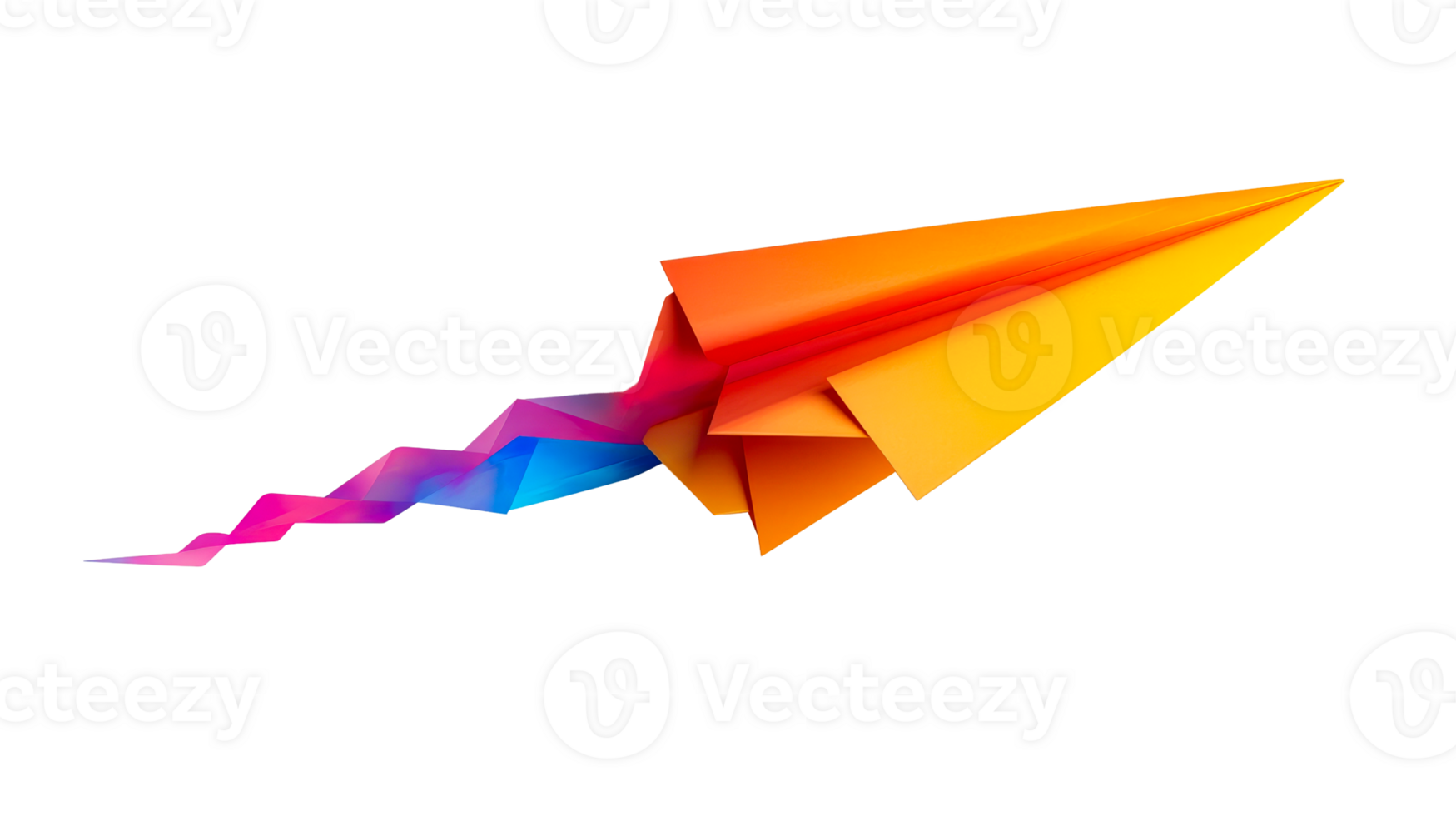 Colorful paper airplane flying through the air png