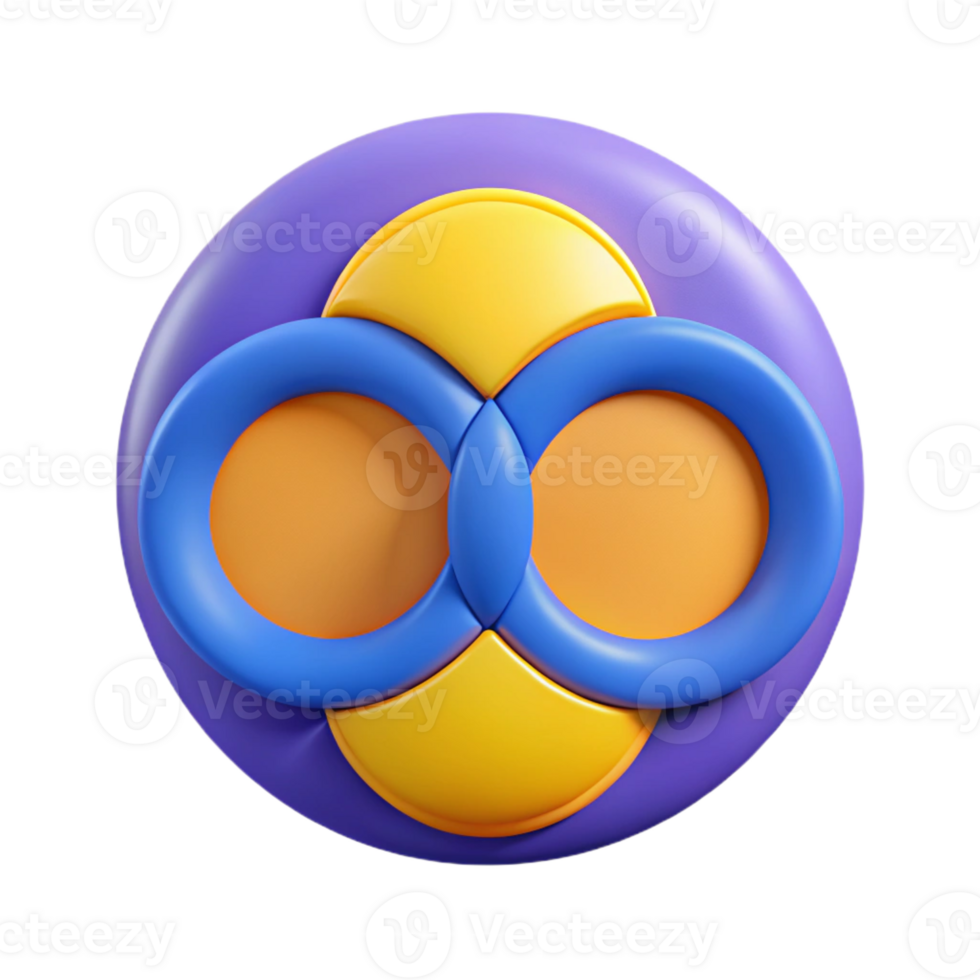 magnificent playful nordic Symmetrical logo with three overlapping circles. Flat color, single-weight stroke, with Scalable Design. detailed png