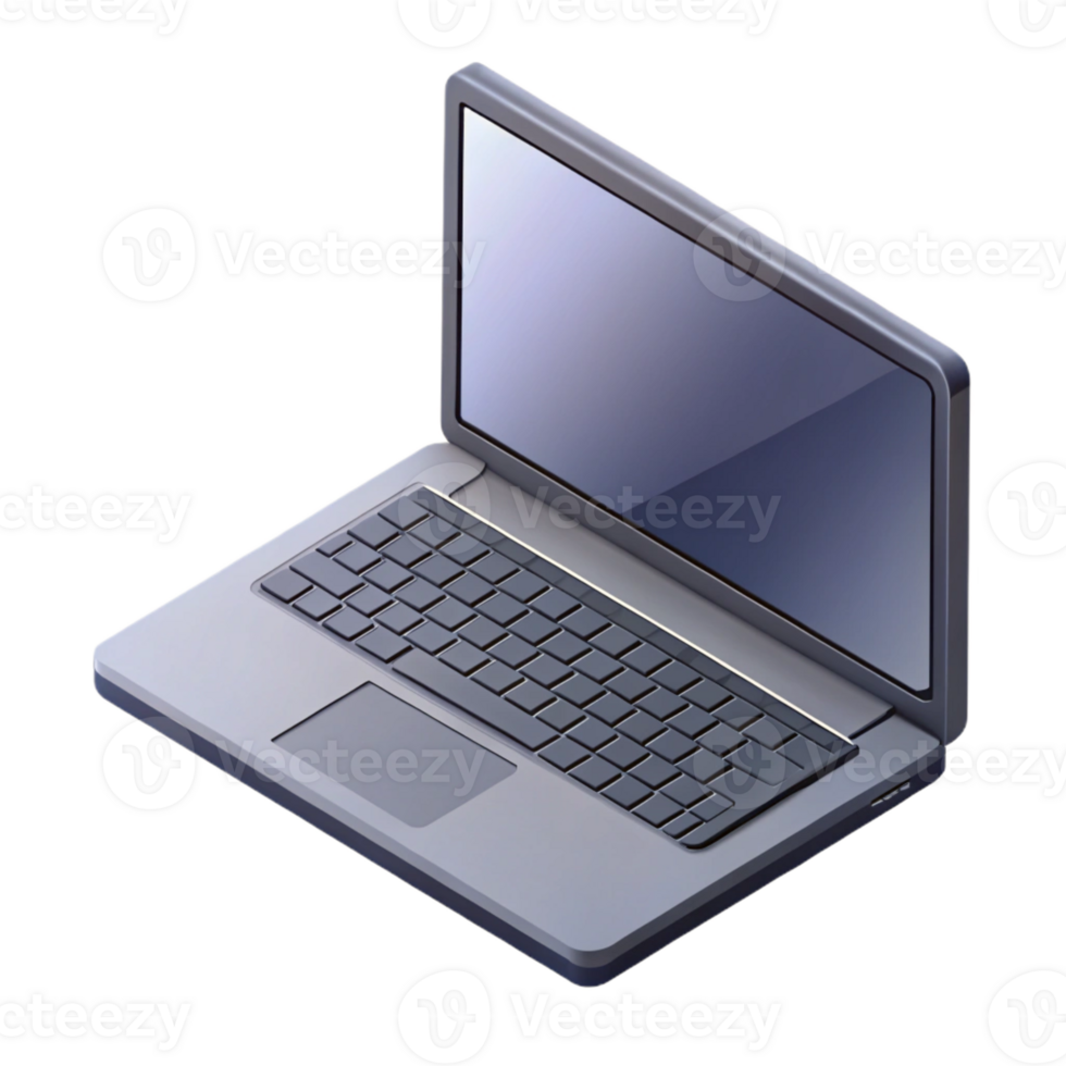 mysterious vibrant Isometric laptop, flat grey color, crisp edges, symmetrical with Scalable Design. fine detail png