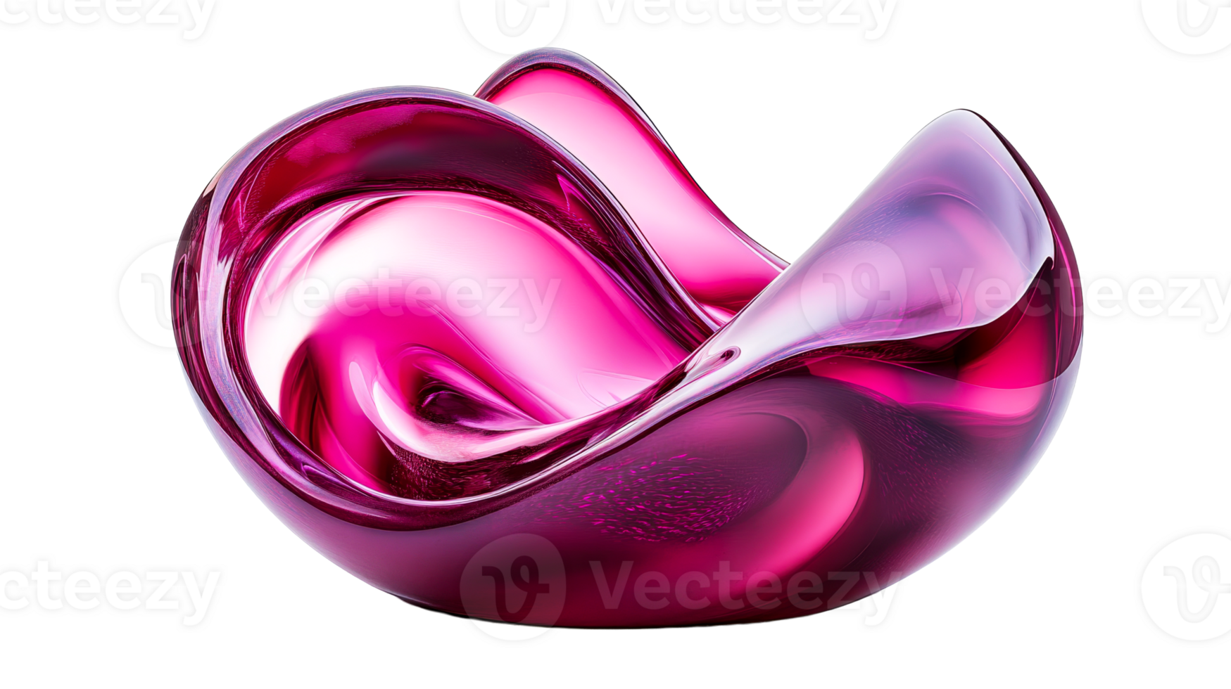 Abstract fluid magenta form, cut out transparent png