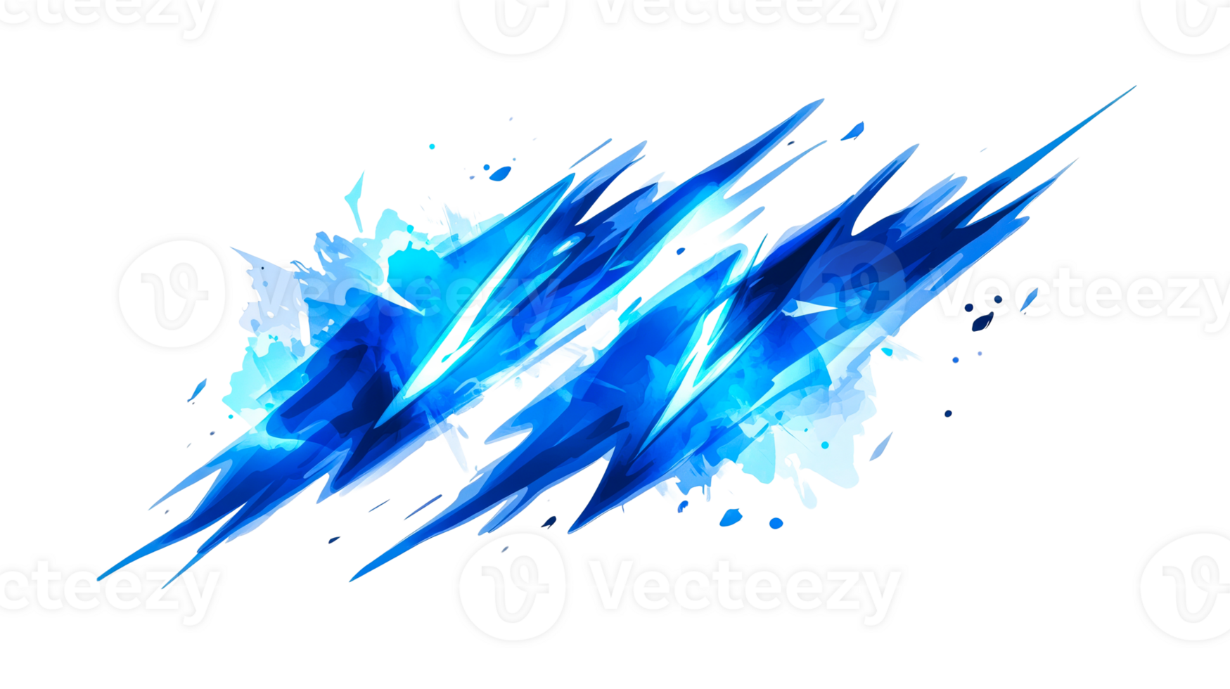 Blue jagged streaks on black, cut out transparent png