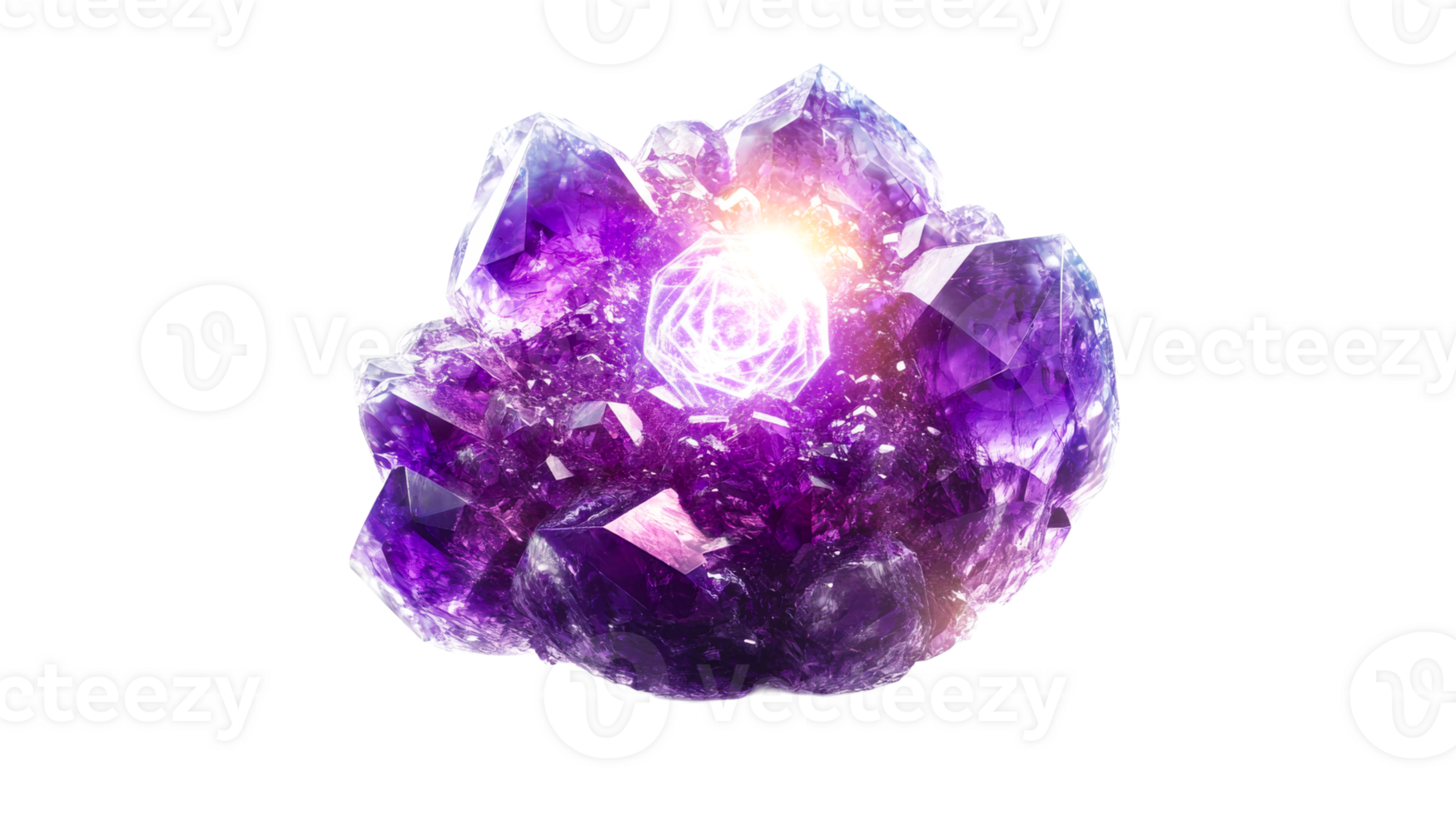Amethyst crystal, sparkling geode, cut out transparent png