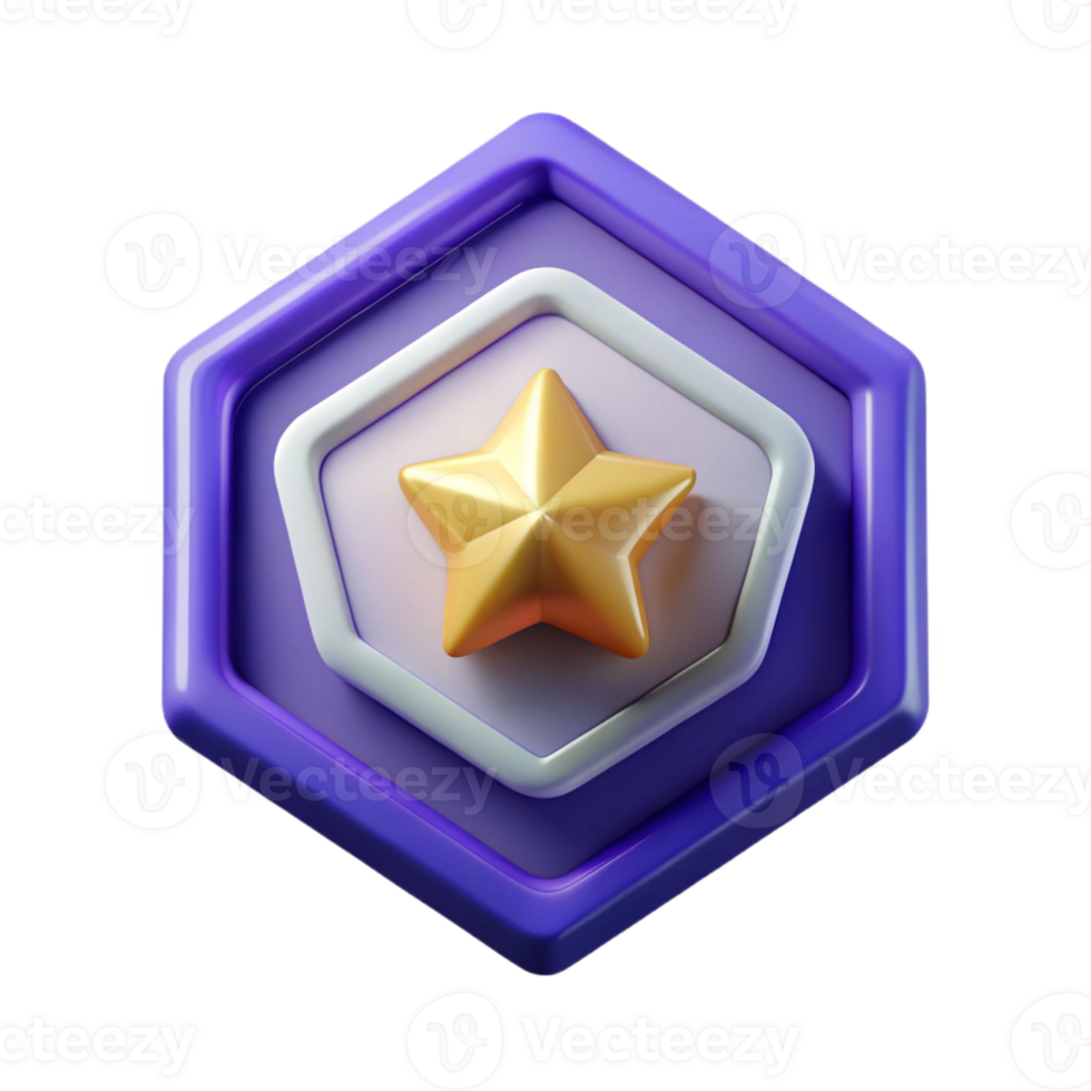radiant creative Pentagon badge with a star inside. Geometric, clean lines, with Scalable Design. crisp png