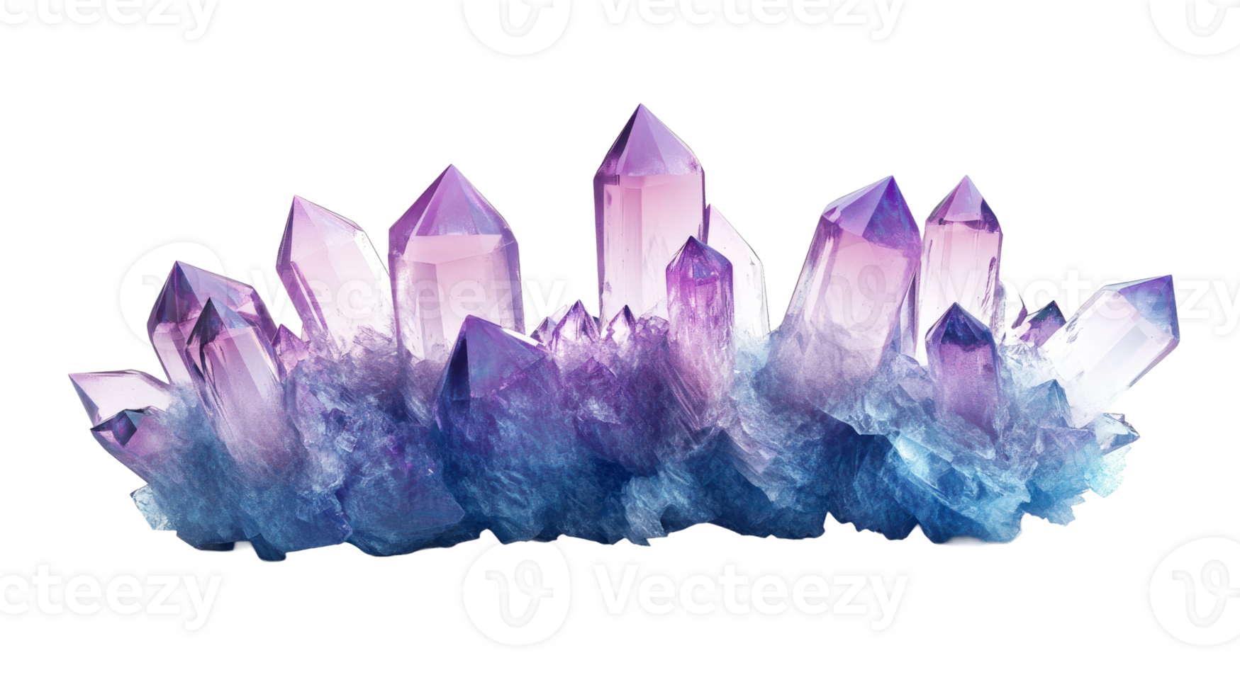 Amethyst quartz cluster, cut out transparent png