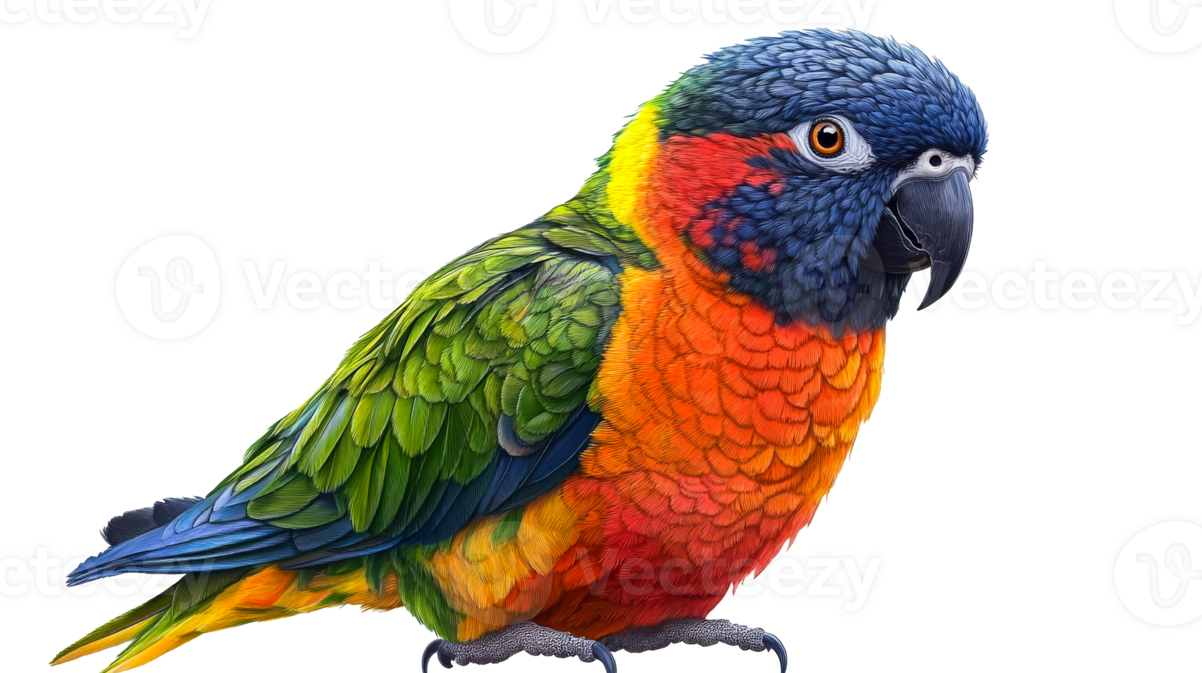 Colorful Lorikeet Bird Portrait, cut out transparent png