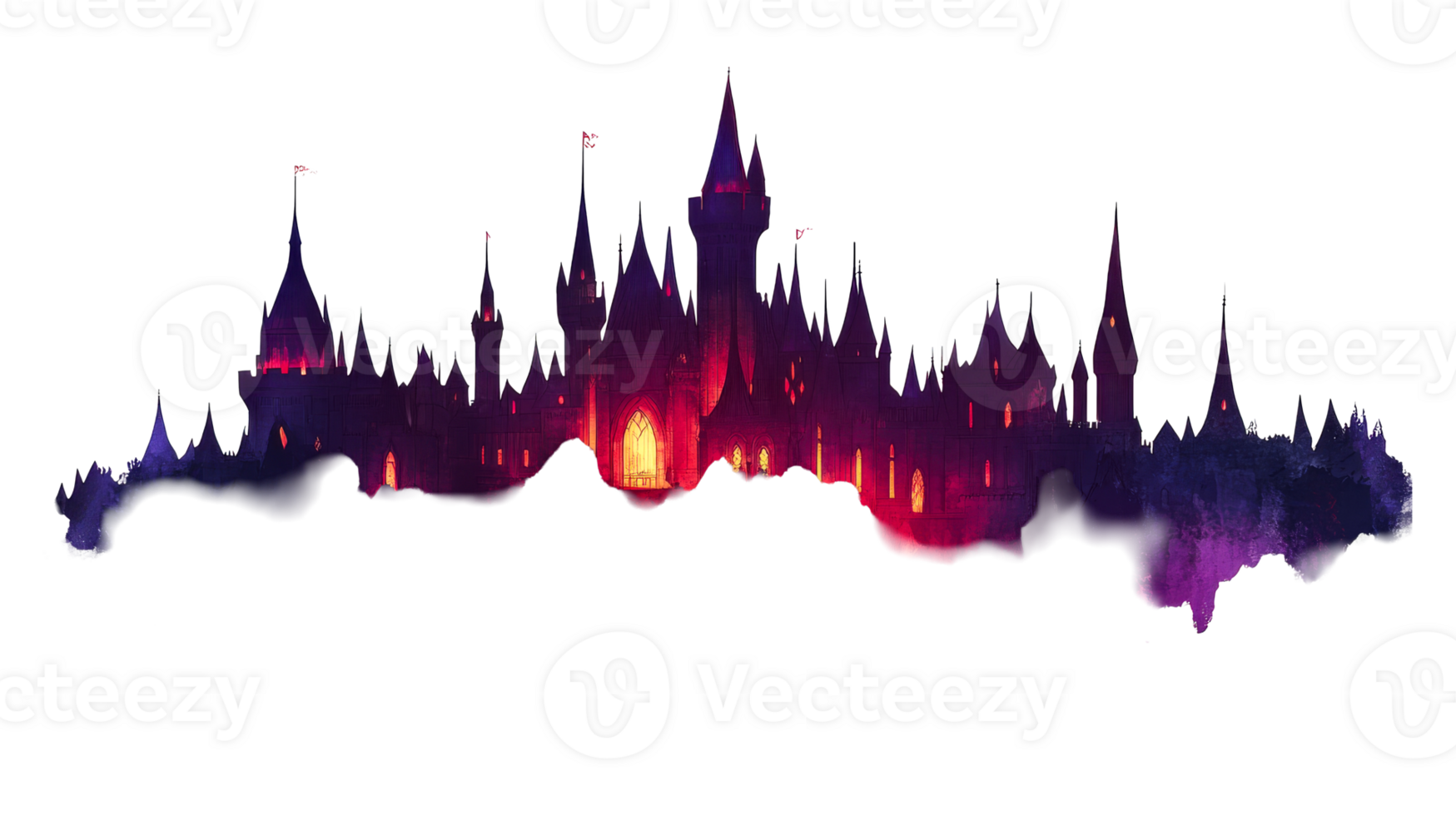 Castle silhouette with magical lighting png