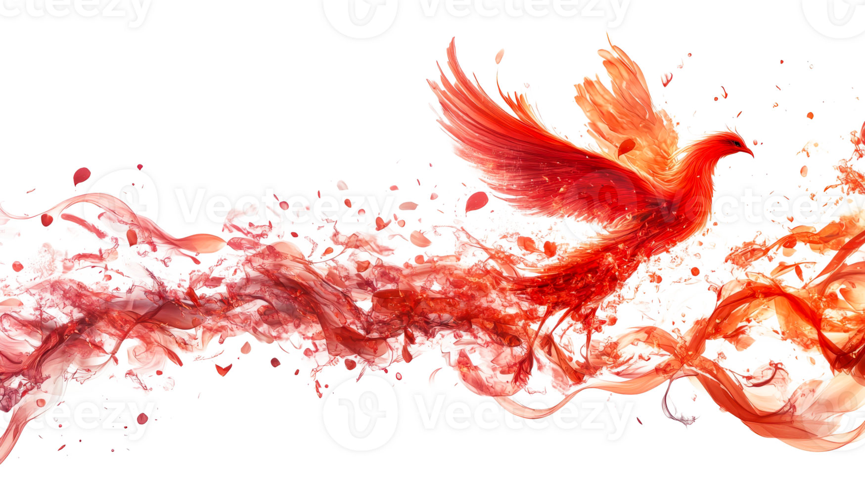 Fiery feathered creature soars png