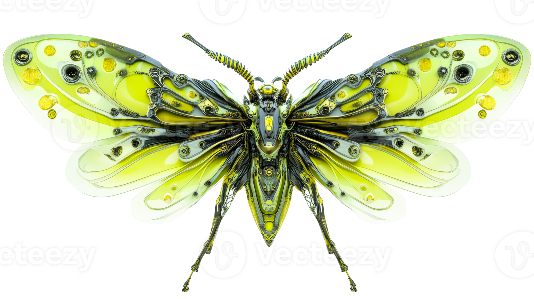 Intricate mechanical moth, cut out transparent png