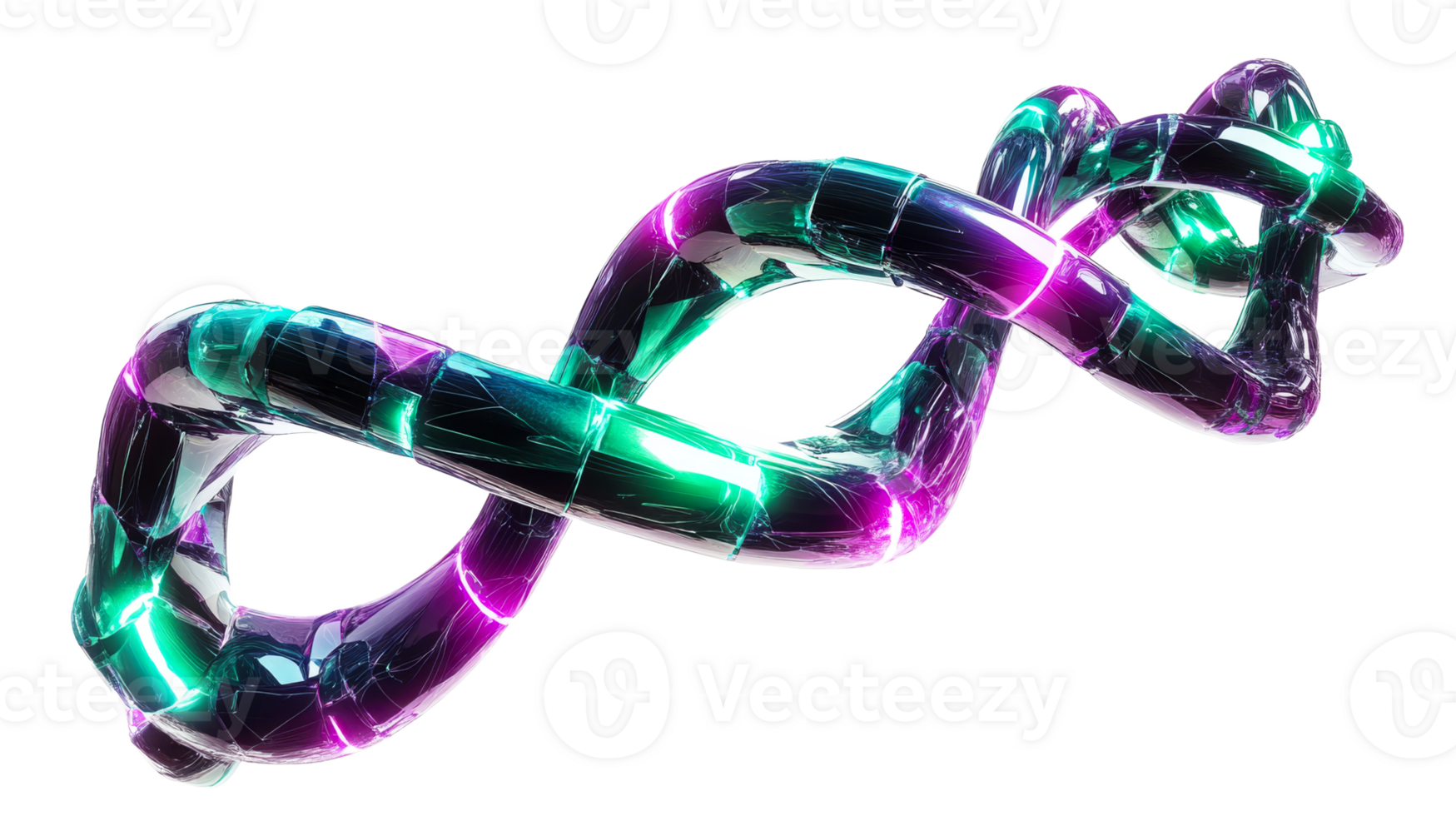 Wavy iridescent glass form, cut out transparent png