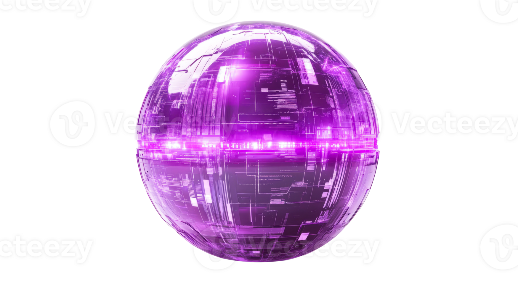 Sphere with intricate technological surface, cut out transparent png