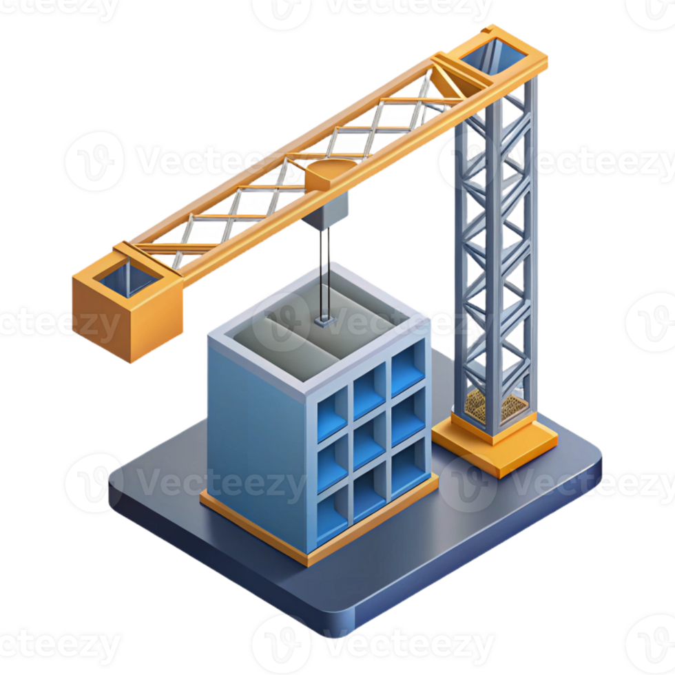 signature classic Isometric building crane. Crisp edges, single-weight stroke with Scalable Design. detailed png