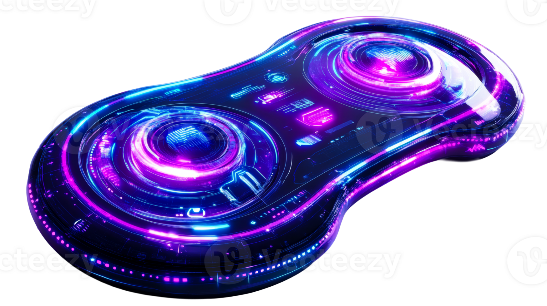 Futuristic Neon Pad with Circuitry, cut out transparent png