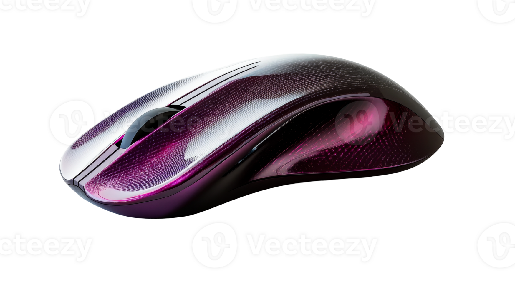 Purple wireless computer mouse, cut out transparent png