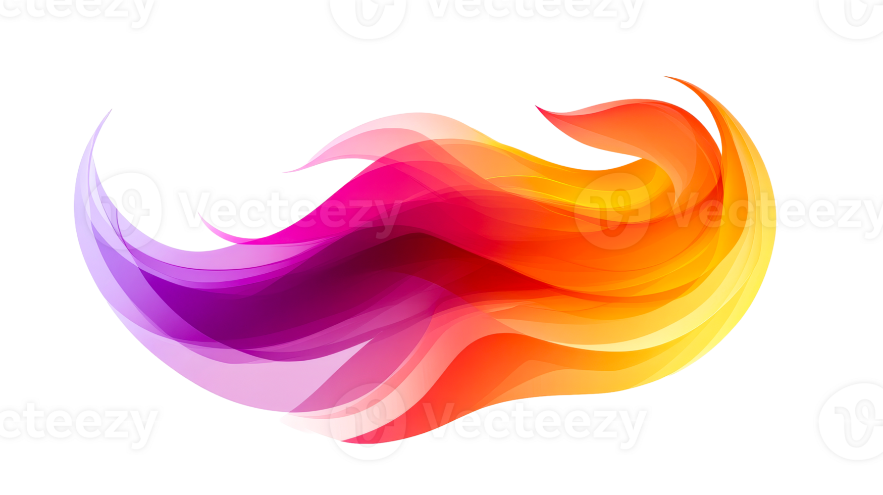 Colorful fluid curved gradient shape, cut out transparent png