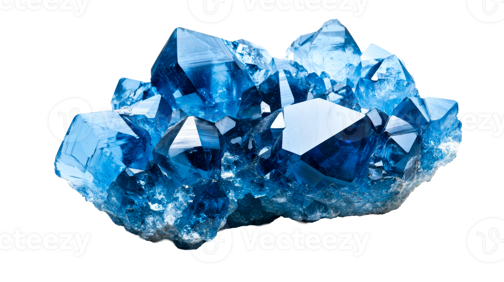 Blue crystalline mineral formation, cut out transparent png