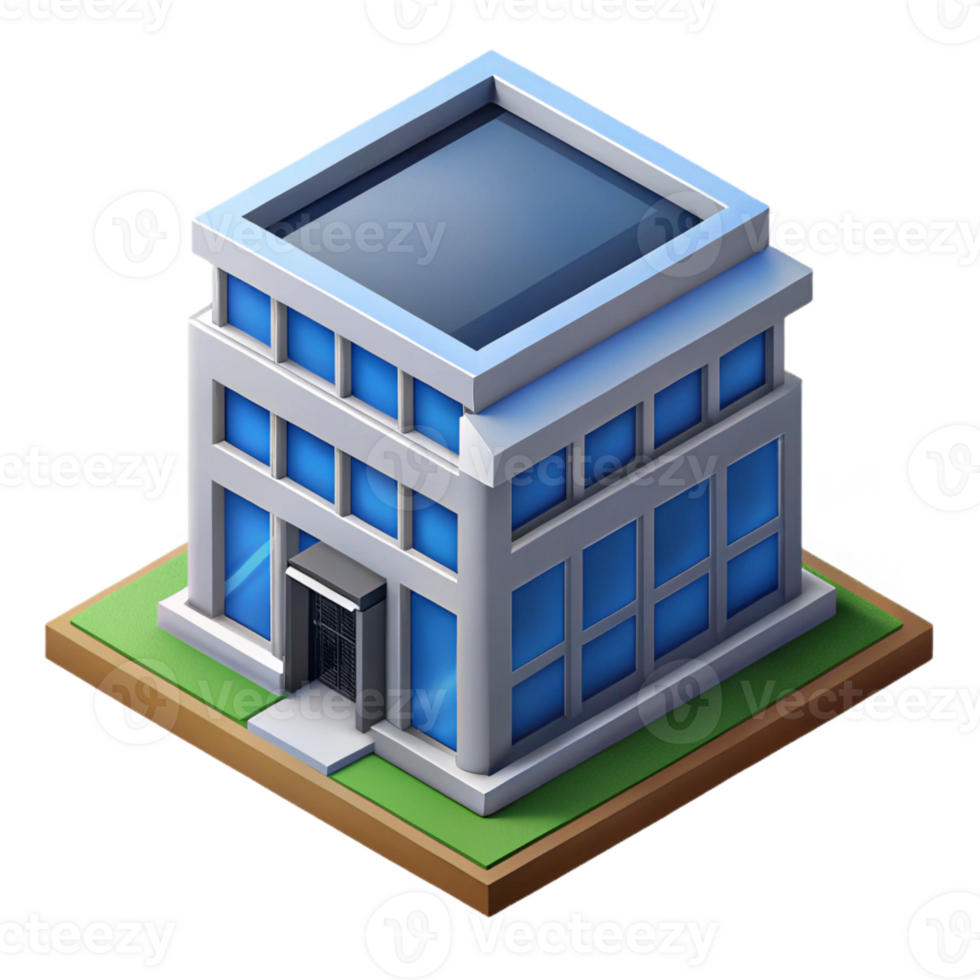 pitoresco surreal isométrico escritório construção com afiado arestas e simétrico Projeto com escalável Projeto. bem detalhe png