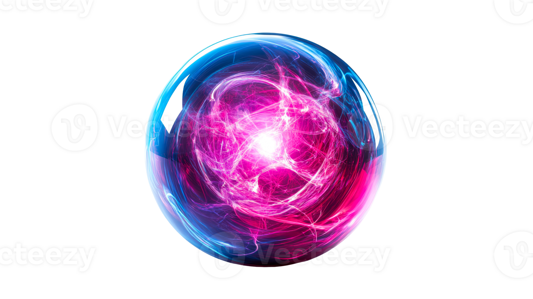 Sphere contains plasma energy burst, cut out transparent png