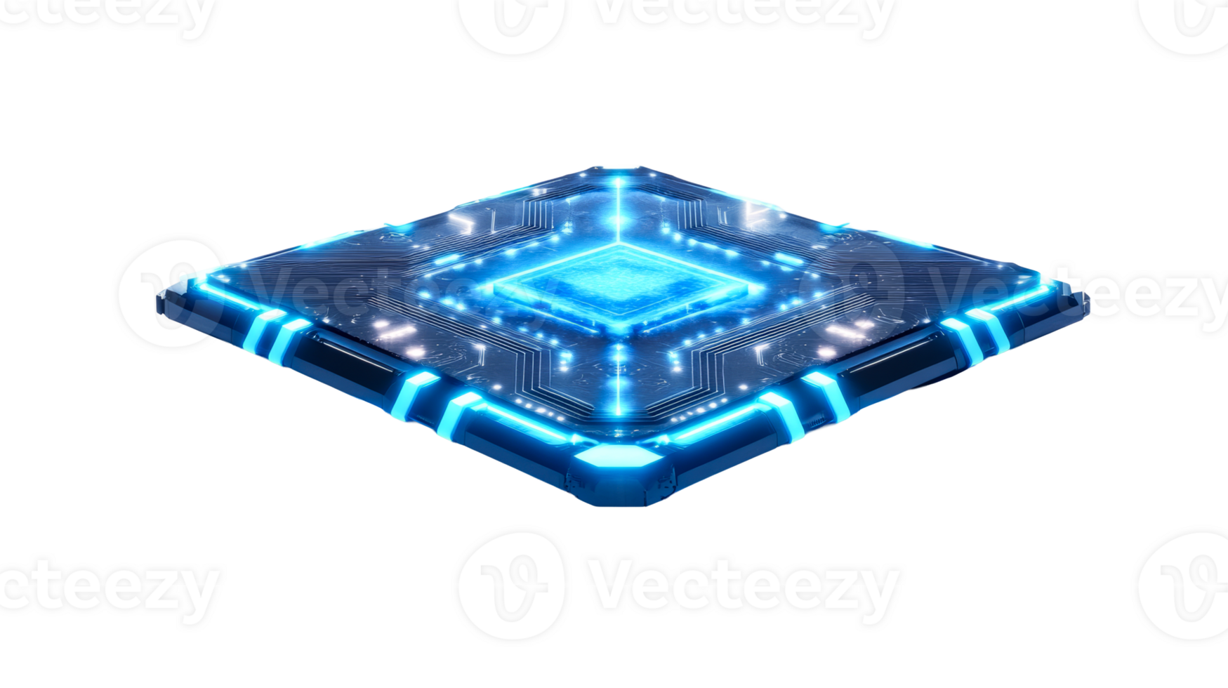 Glowing Circuit Board Component, cut out transparent png