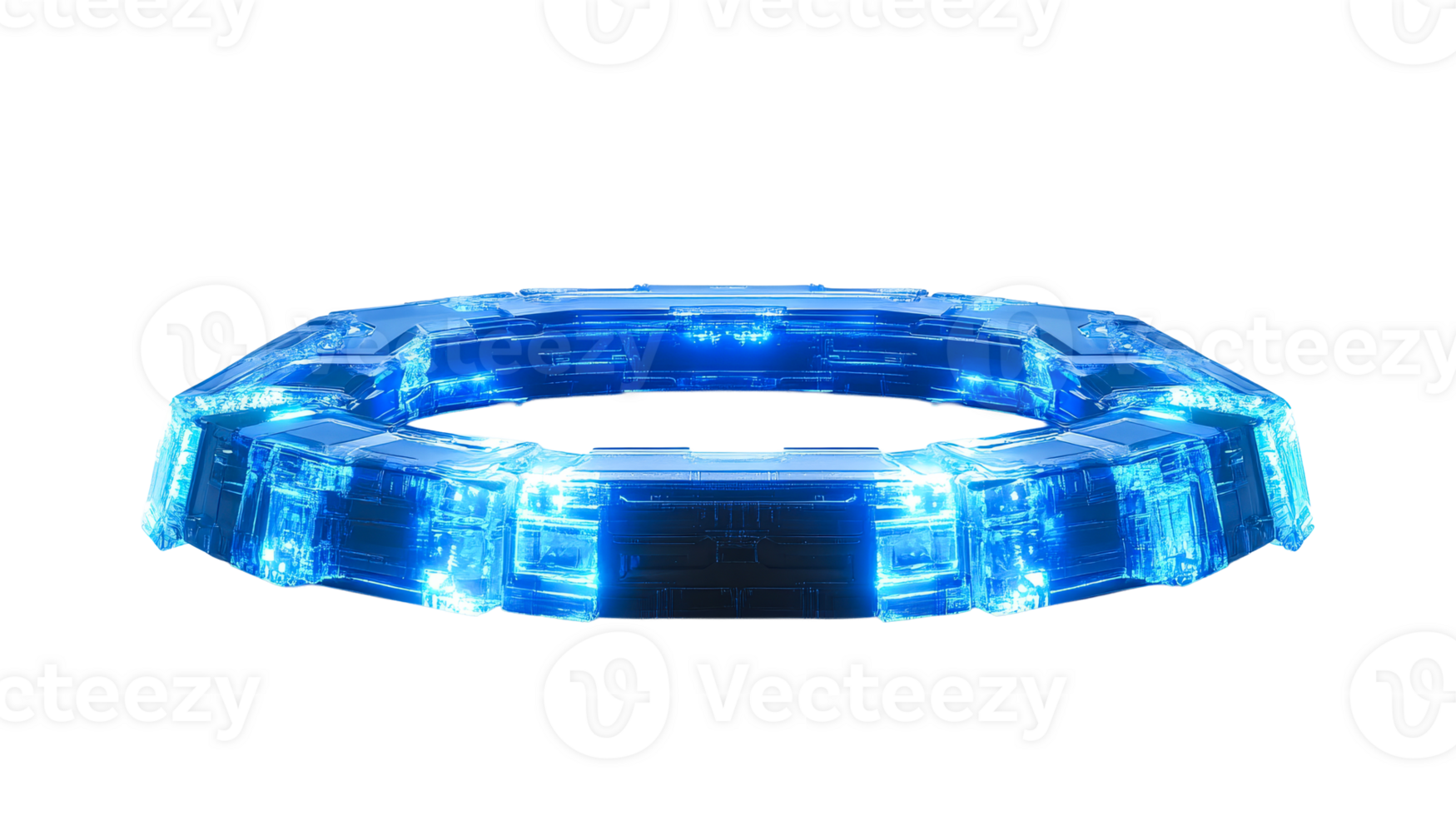 Glowing Octagonal Ring Object on Black, cut out transparent png