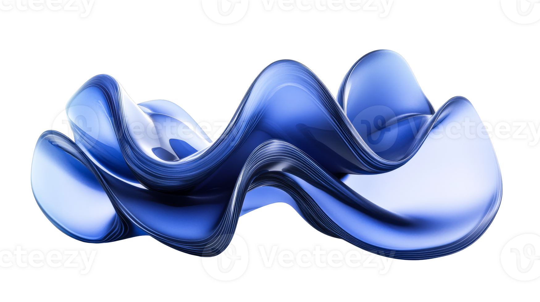 Wavy blue flow abstract form, cut out transparent png