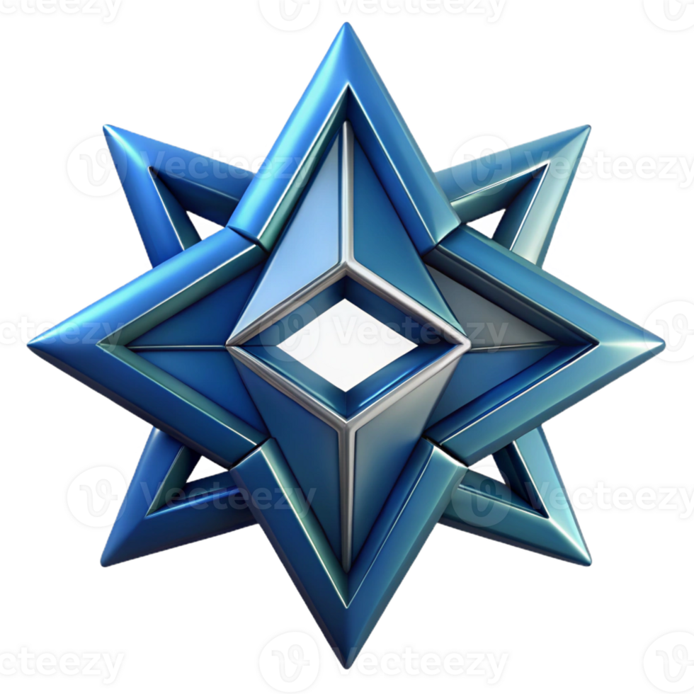 signature modern Geometric logo using overlapping triangles to form a star. Crisp edges, flat color, symmetrical with Scalable Design. artisan png