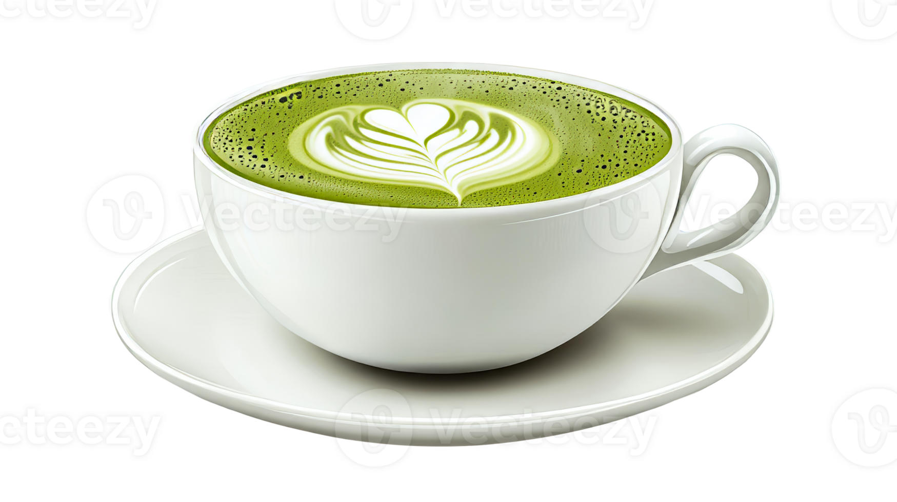 Matcha Getränk mit Latté Kunst, Schnitt aus transparent png