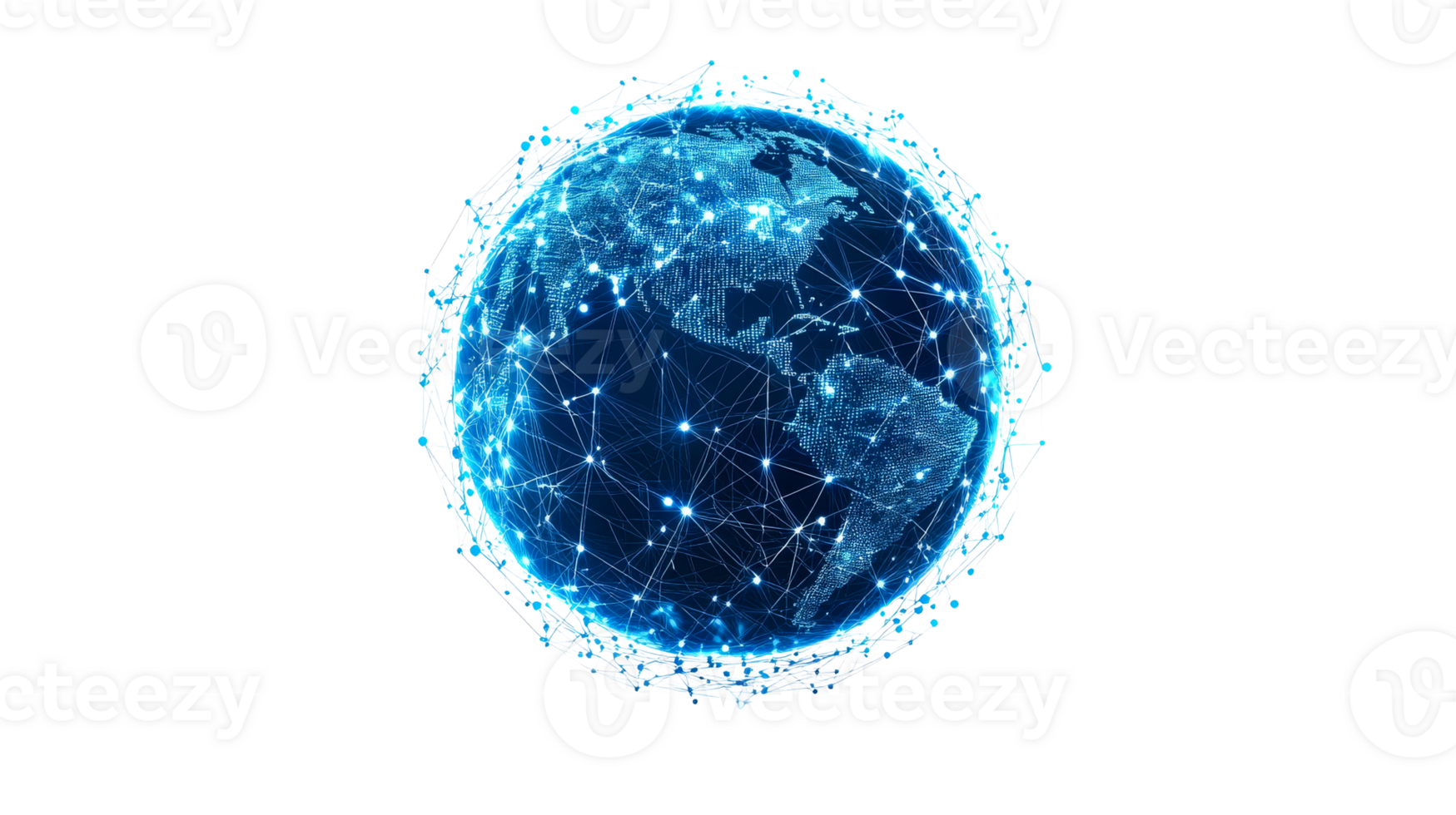 Global network connection, glowing lines, sphere, cut out transparent png