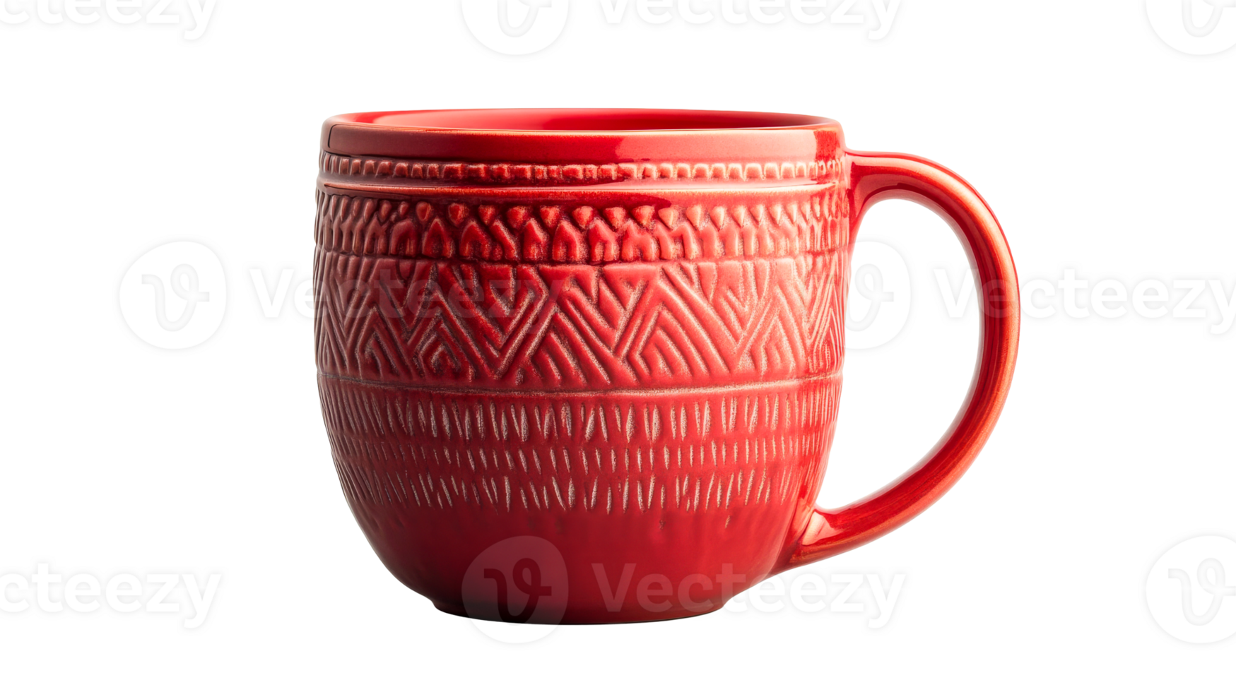Red cup with textured surface, cut out transparent png
