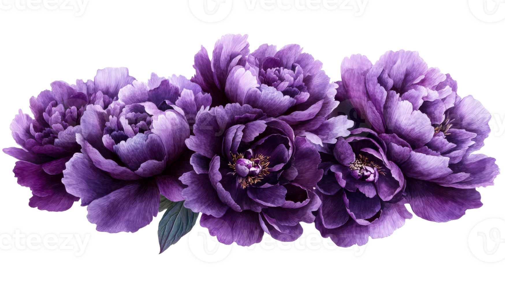 Violet peony floral arrangement, cut out transparent png