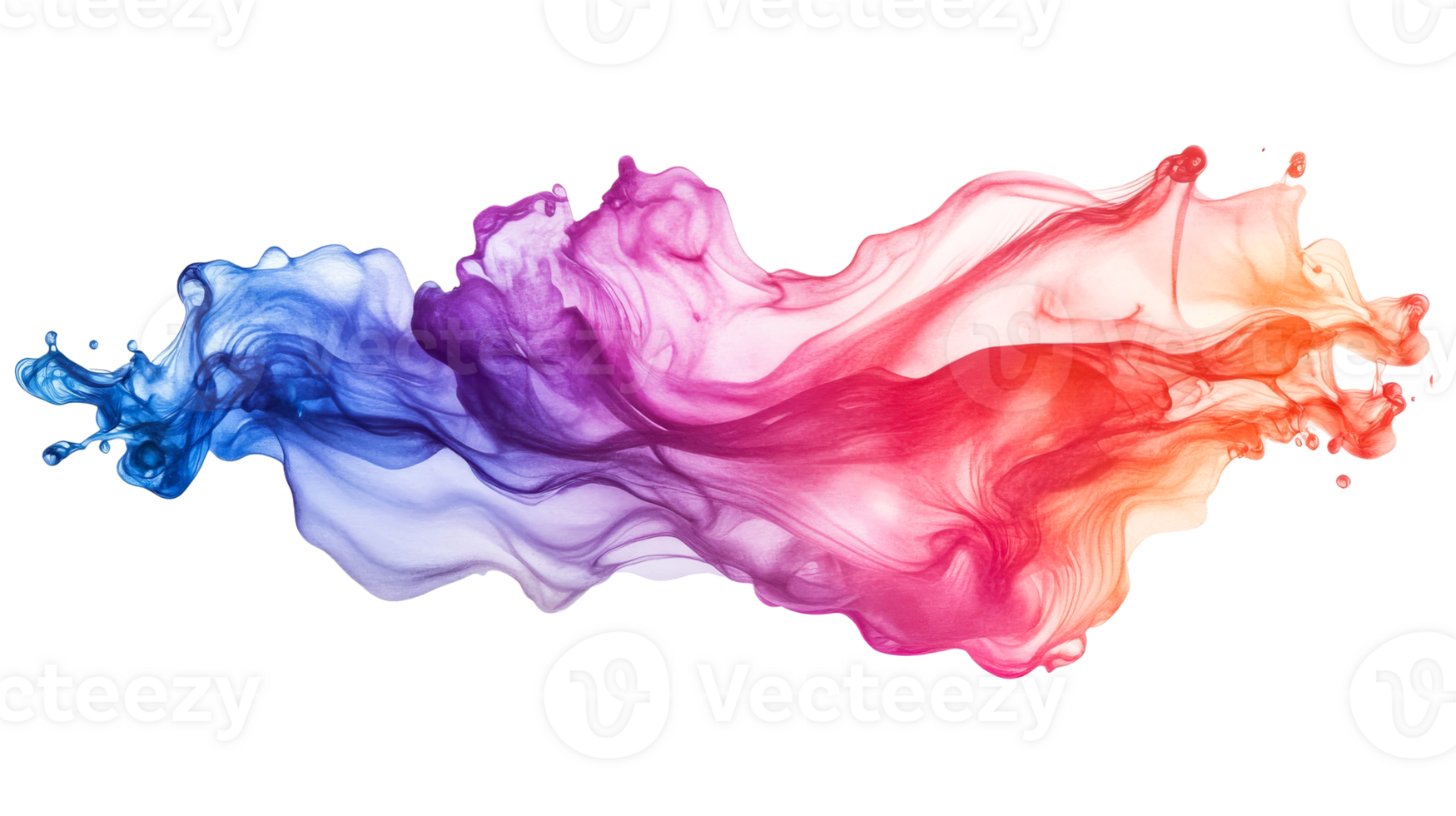 Colorful liquid blend on black, cut out transparent png