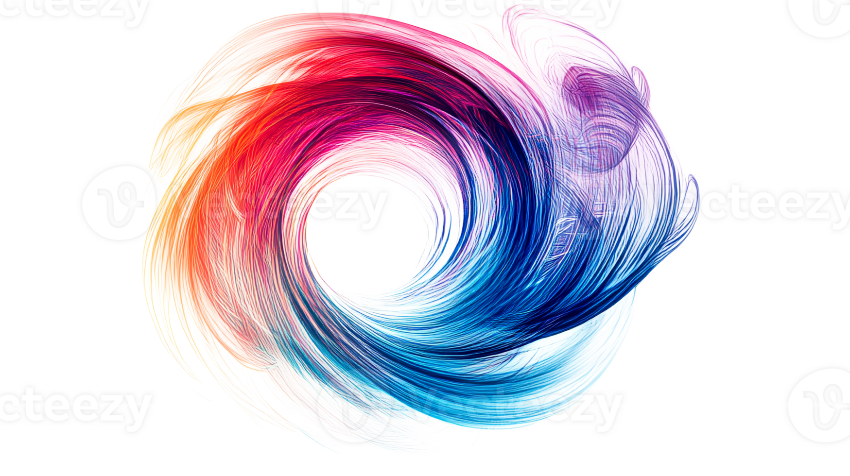 Swirling colorful paint strokes on dark, cut out transparent png