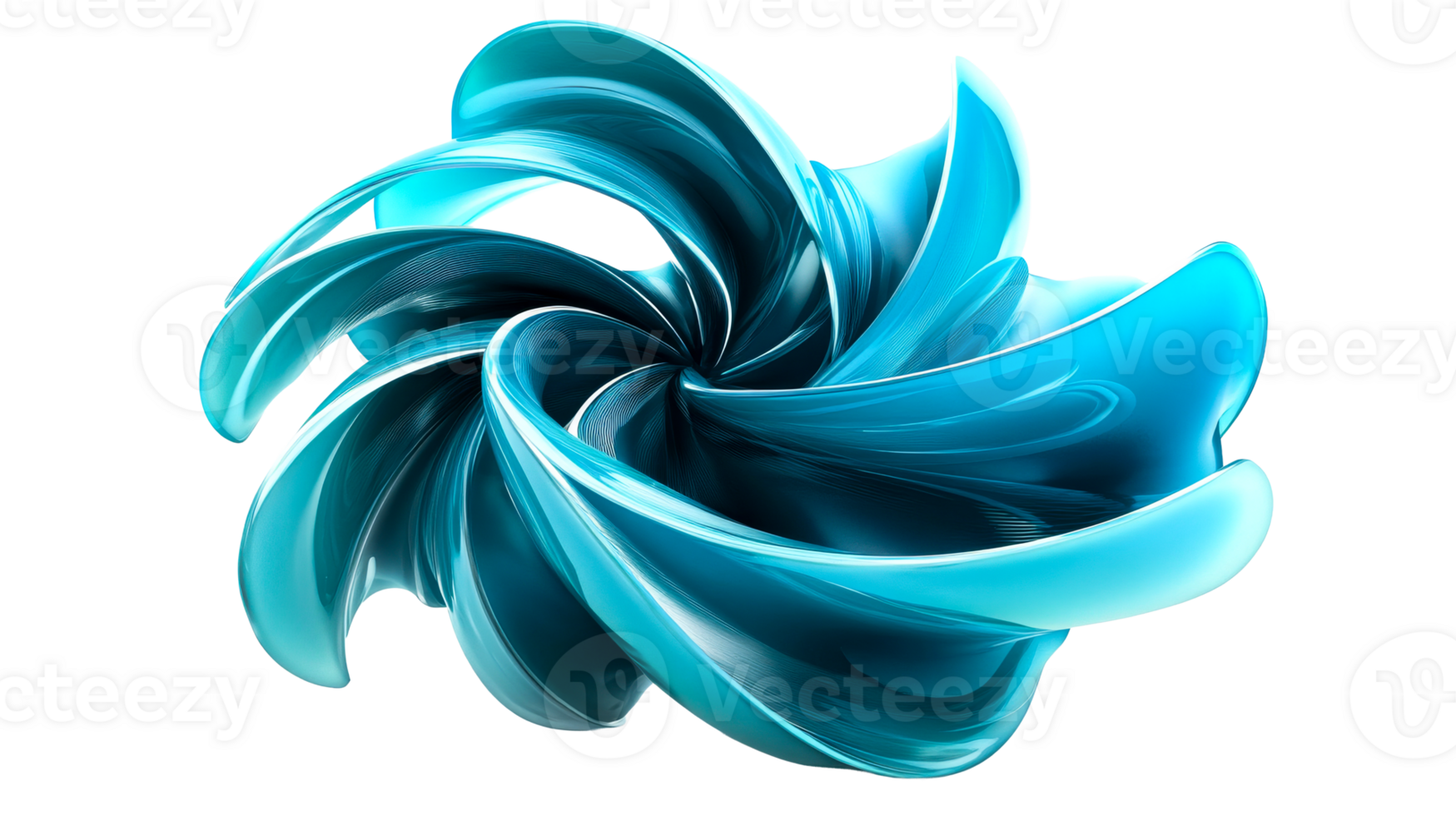 Azure spiral shape isolated, cut out transparent png