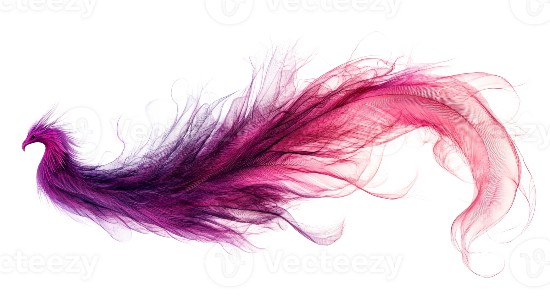 Phoenix bird with pink plumage, cut out transparent png