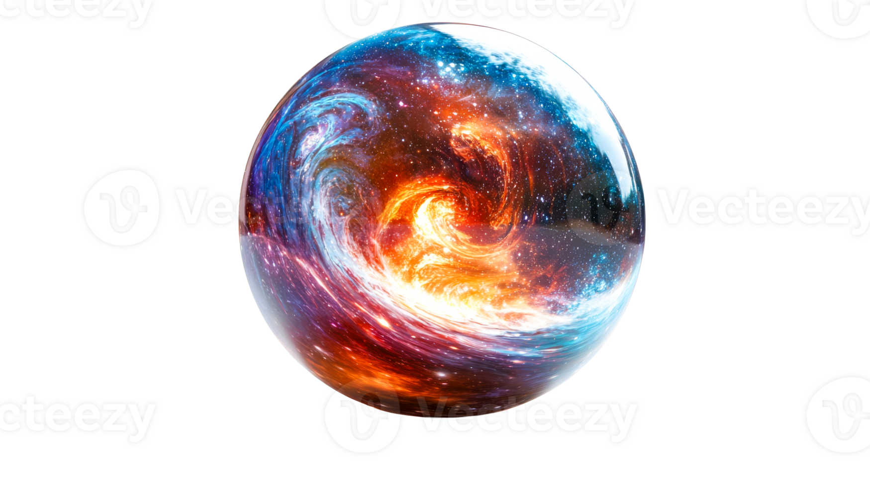 Sphere universe galaxy space nebula, cut out transparent png