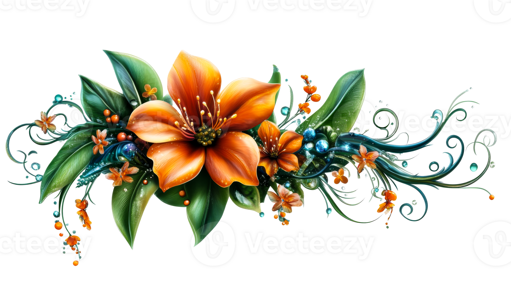 Floral design, orange blossom, cutout transparent png