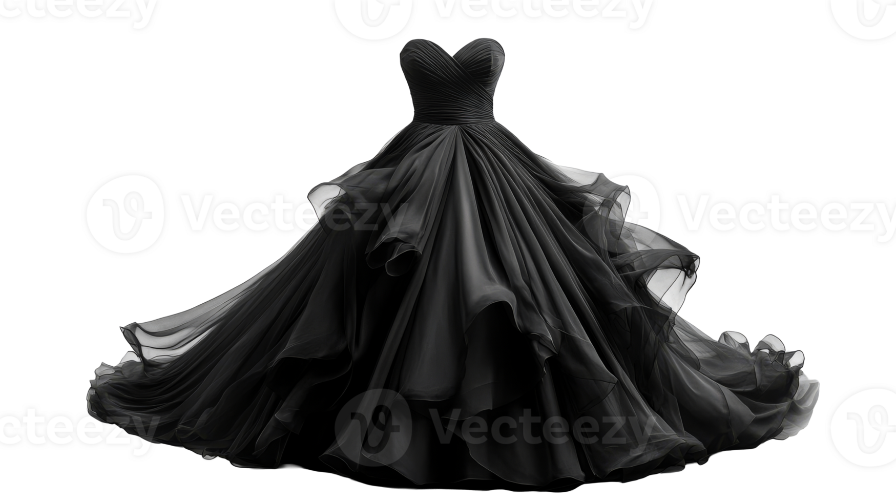 Black gown floating, cut out transparent png